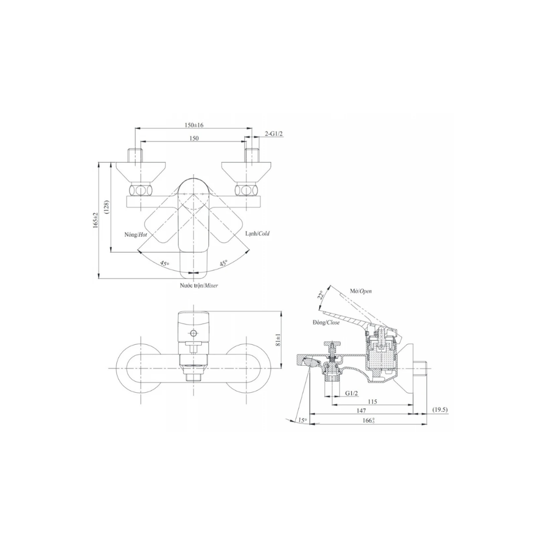 Vòi Sen Tắm Nóng Lạnh TOTO TTMR302V/TBW07009A
