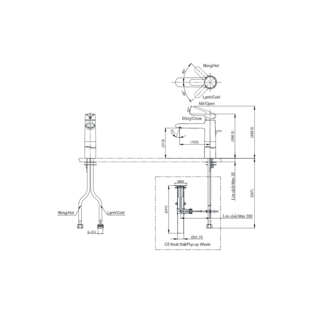 Vòi Lavabo TOTO TVLM112NS Nóng Lạnh Cổ Cao