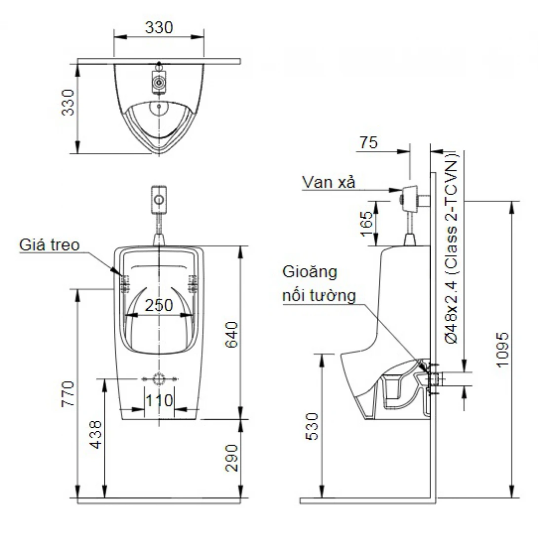 Bồn Tiểu Nam Treo Tường INAX U-431VR