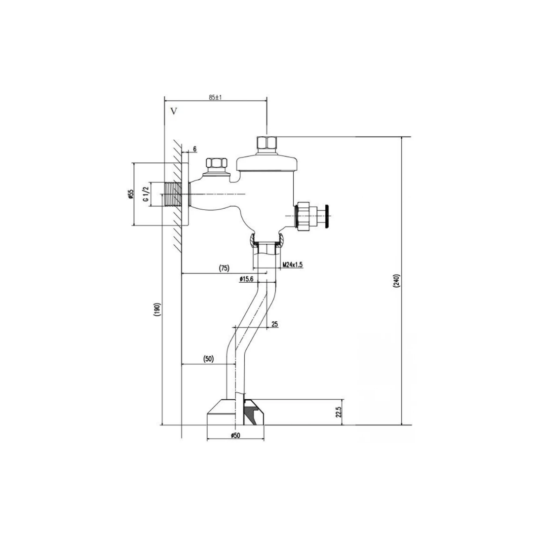 Van Xả Nhấn Bồn Tiểu Inax UF-8V-0.5