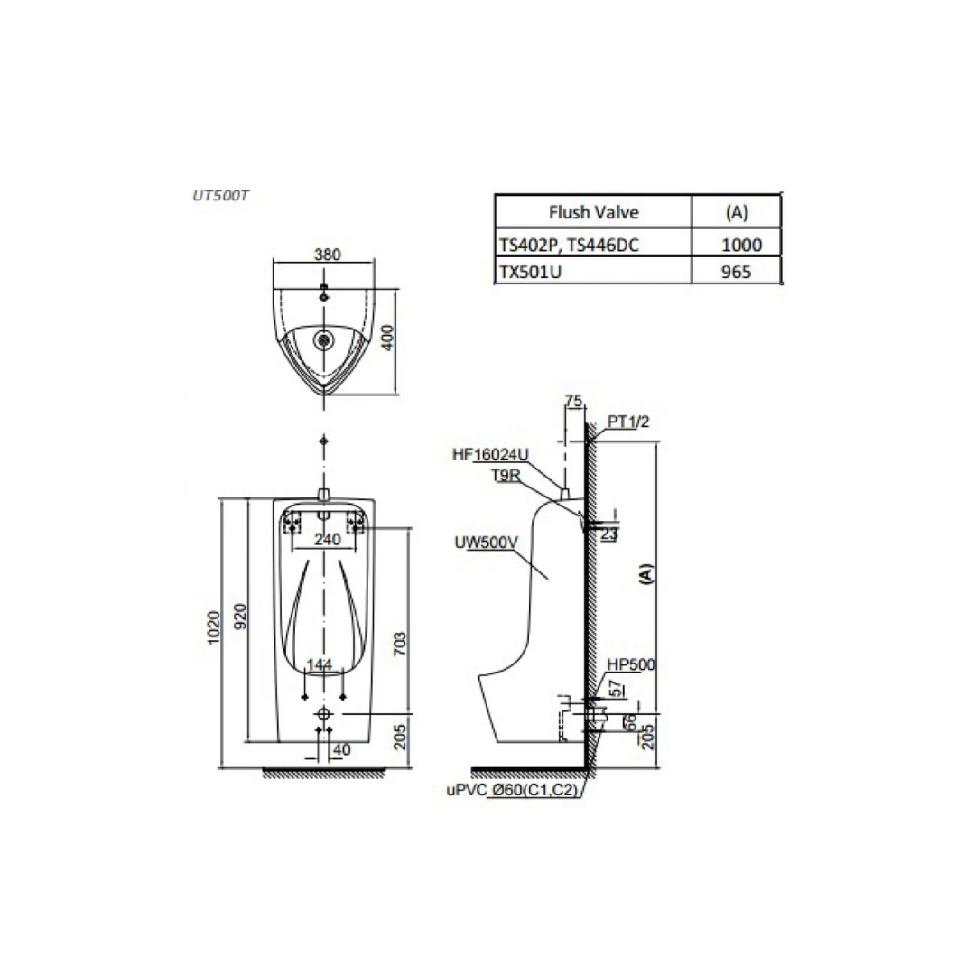 Bồn Tiểu Nam TOTO UT500T Treo Tường