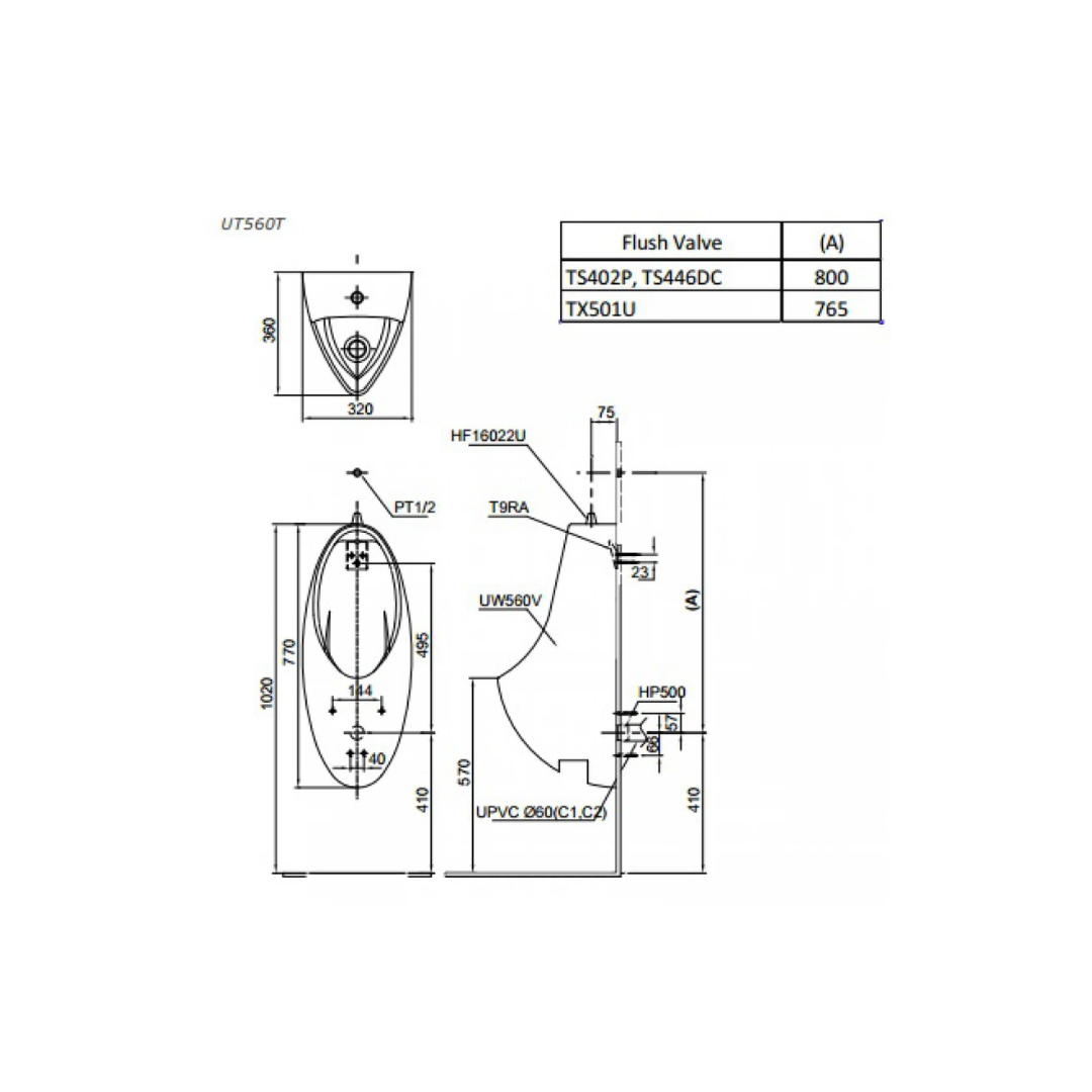Bồn Tiểu Nam TOTO UT560T Treo Tường
