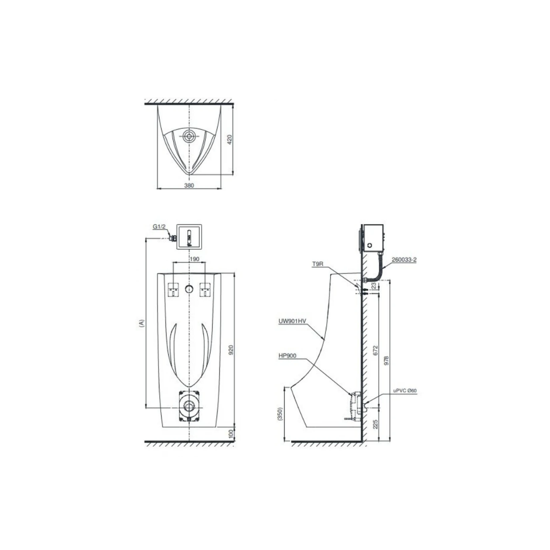 Bồn Tiểu Nam TOTO UT901H Treo Tường 0.5L