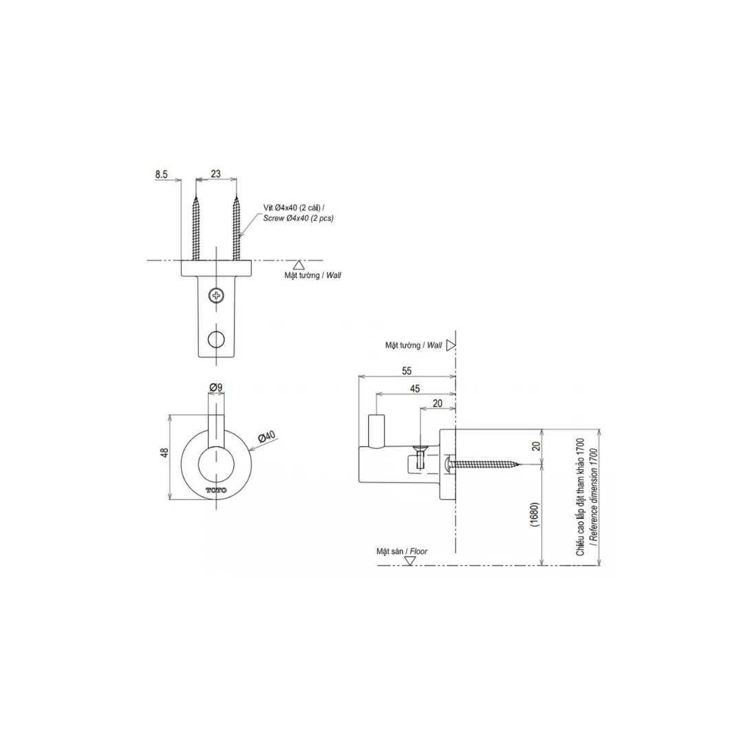 Móc Áo TOTO YRH406V