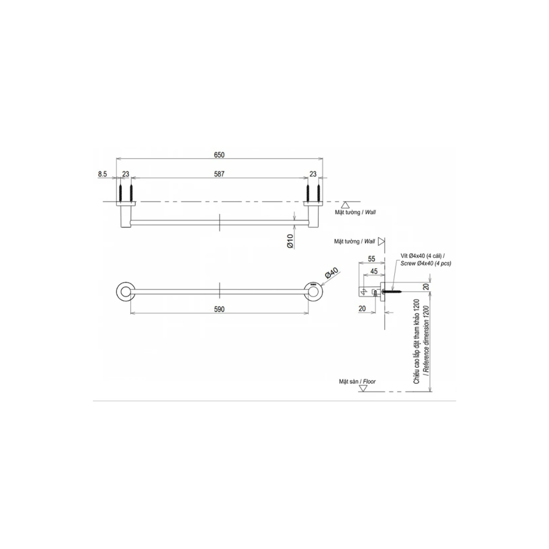 Thanh Vắt Khăn TOTO YT406S6RV
