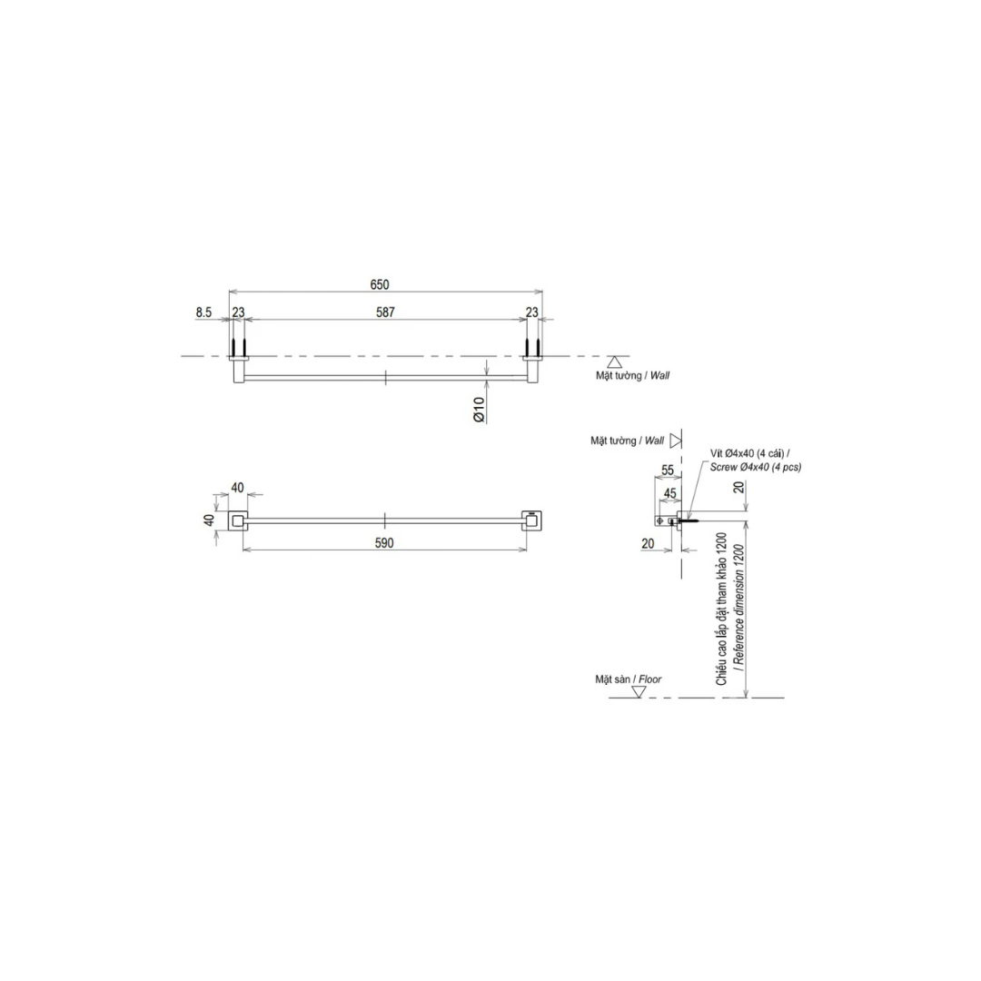 Thanh Vắt Khăn TOTO YT408S6RV